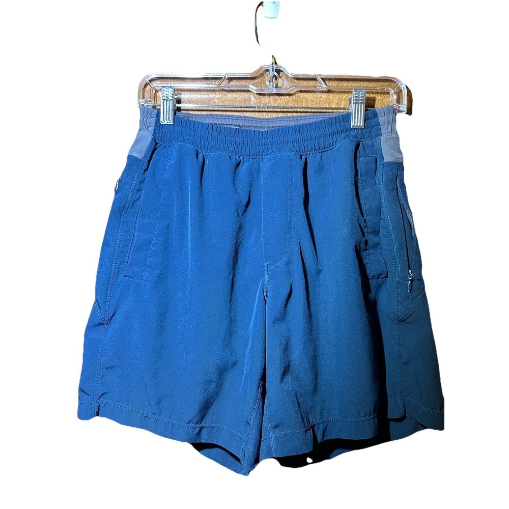 Birddogs Performance Gym Shorts Men Small Blue Lined Zip Pockets Athleisure
